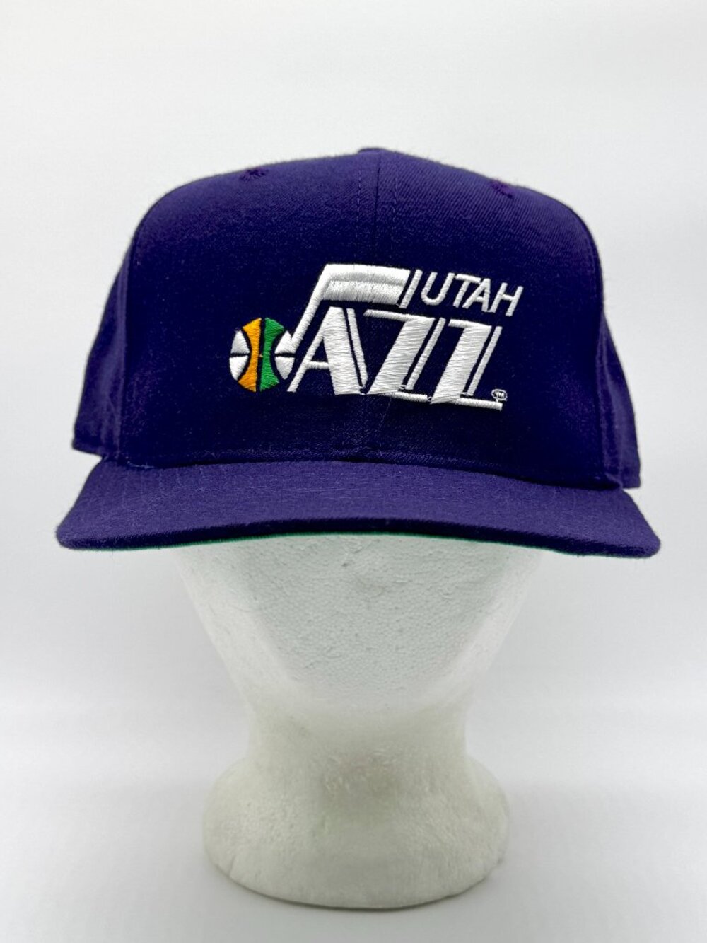 Vintage Utah Jazz New Era 5950 Pro Model Wool Fitted Hat Sz 7 5/8 Purple NBA